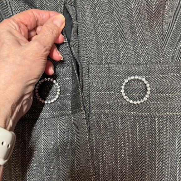 JOSEPH RIBKOFF Button Front  Lined Blazer Metallic Thread Rhinestone Detail 12 - Picture 11 of 13